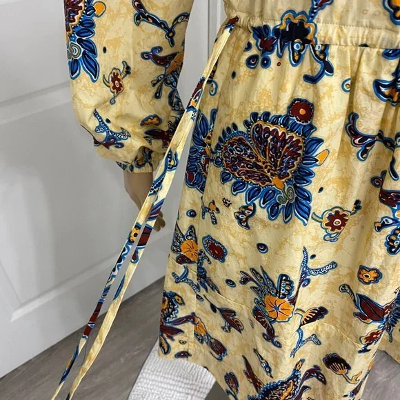 A.L.C Myra Women's Floral Long Sleeve V-Neck Mini Dress. Apricot. Size 4. Cute - Picture 9 of 15